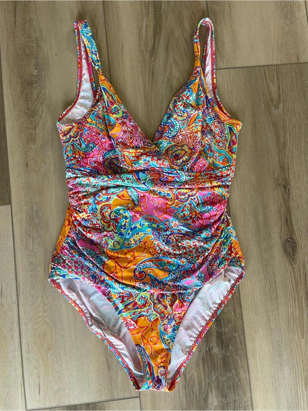 Ralph Lauren Multicolor Floral Paisley Print One-Piece Swimsuit Bathing Suit 14